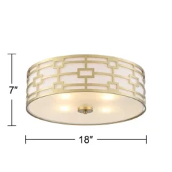 Stiffel Modern Art Deco Ceiling Light Flush Mount Fixture Gold 18" Wide Open Grid Fabric Drum Shade Bedroom Kitchen -Interior furniture GUEST 8945853b 9ee4 4be0 bb6c 0ad0db490c4a