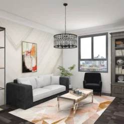 Metal Crystal Embellishments 6 Light Chandelier With Link Style Chain Black - Olivia & May -Interior furniture GUEST 894f0c2e 2b9e 470e ad69 850fd08eef94