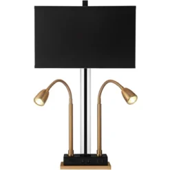 Possini Euro Design Griffin Modern Gooseneck Desk Lamp 31" Tall Gold With USB Charging Port Black Metal Rectangular Shade For Bedroom Living Room Kids -Interior furniture GUEST 8961ed33 5970 4a22 a9a6 17f870e7a3a0