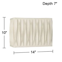 Springcrest White Pinched Pleat Medium Rectangle Lamp Shade 14" Wide X 7" Deep X 10" High (Spider) Replacement With Harp And Finial -Interior furniture GUEST 8985c850 a115 452b 84ea 7bdb9386454c