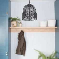 10" 1-Light Zola Pendant Rattan Black - River Of Goods -Interior furniture GUEST 8b081855 c29a 42d8 8a5f 3db60d50864e