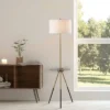 62.5" Axxin Contemporary Tripod Floor Lamp With Glass Table And Built-In USB Gold/White - Teamson Home
