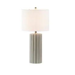 Tristan Ceramic Wood (Includes LED Light Bulb) Table Lamp With White Base And Cream Shade - Ink+Ivy -Interior furniture GUEST 8b90eccc df6a 4372 a8da 1a4a47899b59