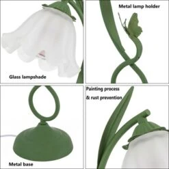 YIYIBYUS Green Creative Flower-Shaped Desk Light Table Lamp With Glass Shade -Interior furniture GUEST 8c1821b4 aeab 4a04 bc68 6eb92ecc5602