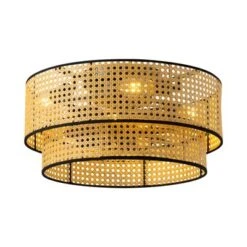 Ludomide 19" Boho Rattan Drum Flush Mount Ceiling Fans With Lights And Remote, Enclosed 2-Tier Woven Caged Low Profile Ceiling Fans For Kitchen -Interior furniture GUEST 8c336c4f 1b4d 4e0b 8407 7e6f90918c05