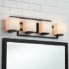 Possini Euro Design Modern Wall Light Black Hardwire 29" 4-Light Fixture White Rectangular Glass Shade For Bathroom Vanity Home -Interior furniture GUEST 8dbee712 c49f 485c abe7 af4067f70b64
