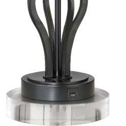 360 Lighting Heather Modern Industrial Table Lamps Set Of 2 With Round Risers 27 1/4" Tall Dark Iron USB Charging Port Iron Burlap Drum Shade For Desk -Interior furniture GUEST 8e764a3c f5f5 45bb b692 d9e1cade8dab