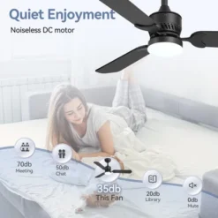 Airsurfer 42 Inch Black Wood Ceiling Fan, Quiet DC Motor Indoor Outdoor Ceiling Fans With Lights Remote Control -Interior furniture GUEST 8f17160f ee42 4900 9c70 a03346a90339