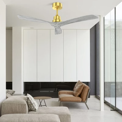 SKRAN 52"Ceiling Fan No Light, Solid Wood Ceiling Fan With Remote, 5000CFM High Airflow, 3 Rods & 6 Speeds, Timer & Reversible For Living Room, Gold 8 SKRAN 52"Ceiling Fan No Light, Solid Wood Ceiling Fan With Remote, 5000CFM High Airflow, 3 Rods & 6 Speeds, Timer & Reversible For Living Room, Gold - Image 6