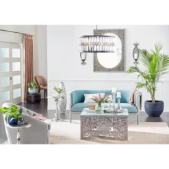 Metal Crystal Embellishments 6 Light Chandelier With Link Style Chain Black - Olivia & May -Interior furniture GUEST 8fb4eb1c b292 405e 80ce 4daa454ba7f0