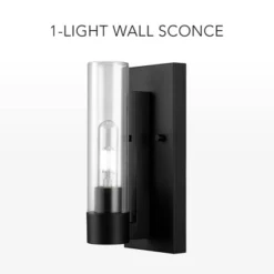 Globe Electric 1-Light Matte Black Wall Sconce With Clear Glass Shade -Interior furniture GUEST 8fc39e50 8584 4e54 bcbf 6bbb34ead27a