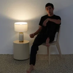 Brightech Arden Mid-Century (Includes LED Light Bulb) USB Charging Table Lamp White Marble -Interior furniture GUEST 8fe76050 6ebe 4033 a1d7 be674a43fb63