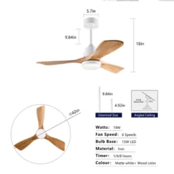 TOBILI Hot Sales 42 Inch Modern Ceiling Fan With 3 Color Dimmable 3 Solid Wood Blades -Interior furniture GUEST 90af17c7 6dd0 4d0f 90db 1431ce40a791