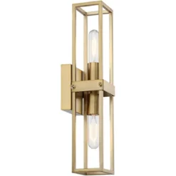 Possini Euro Design Modern Wall Light Sconce Warm Brass Hardwired 18 3/4" High 2-Light Fixture Open Frame Bedroom Bathroom Hallway -Interior furniture GUEST 9102769d db17 4919 8f9c 0128b1f5dd96