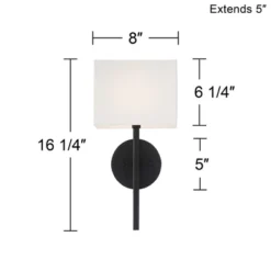 Possini Euro Design Favreau Modern Wall Light Sconces Set Of 2 Black Hardwire 8" Fixture Rectangular Linen Shade For Bedroom Reading Living Room House -Interior furniture GUEST 9142b45c 0dd0 4792 8b41 a4b4e9197054
