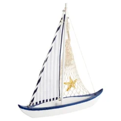 Juvale Wooden Sailing Boat Home Decor, Beach Nautical Design Sailboat With Ship's Wheel, 13 X 15 X 3 In -Interior furniture GUEST 91a6477a 7953 4e4a aebb 65ddb8d2dc41
