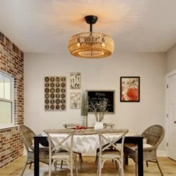 Ludomide 20" Farmhouse Caged Ceiling Fan With Lights And Remote, Low Profile Bladeless Boho Fandelier For Kitchen, Bedroom, Dining Room -Interior furniture GUEST 91e0ca19 9841 473a a19f 2a48c1db6160