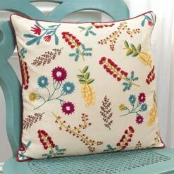 20"x20" Oversize Floral Square Throw Pillow Cover Beige - Rizzy Home -Interior furniture GUEST 91eb9e70 7276 4790 8da8 45afb7d37eb7