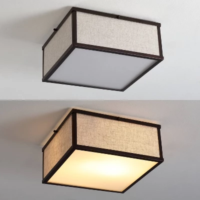 14.13" 2-Light Grant Minimalist Industrial Square Linen Iron LED Flush Mount Bronze/Beige - JONATHAN Y: UL Listed, Hardwired, Modern Decor 10 14.13" 2-Light Grant Minimalist Industrial Square Linen Iron LED Flush Mount Bronze/Beige - JONATHAN Y: UL Listed, Hardwired, Modern Decor - Image 8