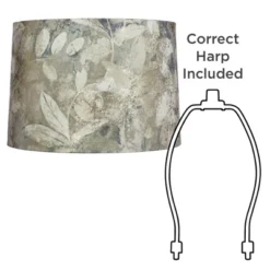 Springcrest 14" Top X 15" Bottom X 10" High X 10 1/2" Slant Print Lamp Shade Replacement Medium White Drum Farmhouse Velvet Leaves Spider Harp Finial -Interior furniture GUEST 92efcea3 db86 43fa 9925 46f4626d17df