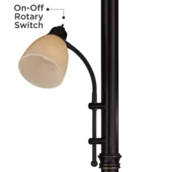 Regency Hill Garver Rustic Retro Torchiere Floor Lamp 72 1/2" Tall Oil Rubbed Bronze With Side Light Amber Glass Shade For Living Room Reading Bedroom -Interior furniture GUEST 92f5d280 1cae 4669 bc21 262cc84113a7