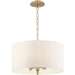 Possini Euro Design Warm Gold Pendant Chandelier 20" Wide Modern White Linen Drum Shade 4-Light Fixture For Dining Room Foyer Kitchen Island Entryway -Interior furniture GUEST 932dc1ea 51d4 4076 8b0c 1f2352184a70