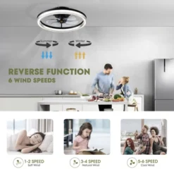 Ludomide 20" Black Low Profile Ceiling Fan With Light And Remote Control, Flush Mount Fandelier Ceiling Fan 6 Wind Speeds 3 Color Changeable -Interior furniture GUEST 933ed1df 8c9f 4f3a a89d 8c58434a67e8