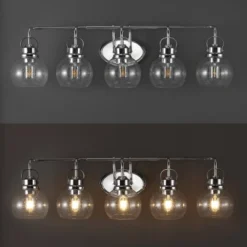 36.25" 5-Light Shirley Metal/Seeded Glass Vanity Light Chrome - JONATHAN Y: ETL Listed, LED Compatible -Interior furniture GUEST 93a11f81 04f5 4ae4 a719 f610becbde64