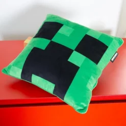 Minecraft Creeper Decorative Cushion - 15” Green Throw Pillow, Game Decor