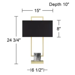 360 Lighting Carl 24 3/4" High Modern Table Lamps Set Of 2 Gold Finish Metal Living Room Bedroom Bedside Nightstand House Kitchen Entryway Black Shade -Interior furniture GUEST 95fa9b11 6069 4ab1 bf0a 82e843cd0e8a