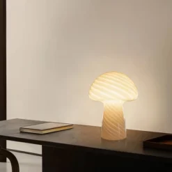 Brightech Mushroom Mid-Century (Includes LED Light Bulb) Desk Table Lamp Frosted White Glass: Frosted Glass, 9.5" Dome Shade -Interior furniture GUEST 960b7004 60f5 434c 96bc 97f611564c18