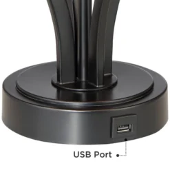 360 Lighting Heather Modern Industrial Table Lamps Set Of 2 With Round Risers 27 1/4" Tall Dark Iron USB Charging Port Iron Burlap Drum Shade For Desk -Interior furniture GUEST 960f8063 a35b 4b86 a1af bd4e3371c9a5