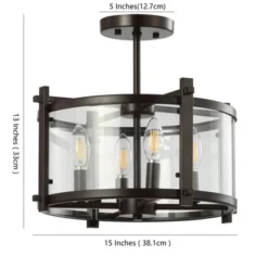 15" Iron And Glass Hampdon Modern Drum LED Flush Mount Black - Jonathan Y -Interior furniture GUEST 96804e5f 7525 40f5 aaa4 0f0f45a514e5
