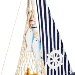 Juvale Wooden Sailing Boat Home Decor, Beach Nautical Design Sailboat With Ship's Wheel, 13 X 15 X 3 In -Interior furniture GUEST 96f66613 9057 44c4 aae4 7b1468490c3d