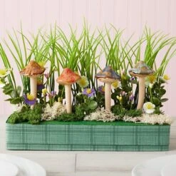 4-Pack Of Outdoor Miniature Ceramic Mushrooms For Garden Planter Decorations, Fairy Figurines For Pots, Outside, Yard, Plant Decor, 5 Inches In Height -Interior furniture GUEST 97a85464 c95e 4be3 8c3f eb303ea65c3d