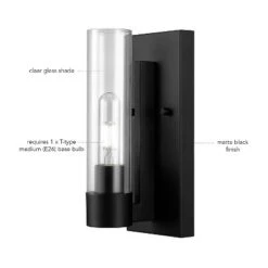 Globe Electric 1-Light Matte Black Wall Sconce With Clear Glass Shade -Interior furniture GUEST 98581342 6d84 40b8 a474 c994d88ac2d3