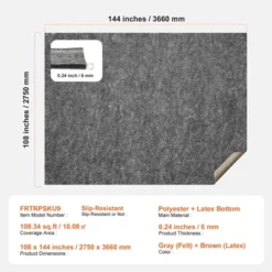 VEVOR - Slip-Resistant Rug Pad - Protective Cushioning Carpet Pad - 9' X 12' - 1/4"Thick - Dual Surface - Polyester Felt + Latex - Gray -Interior furniture GUEST 98f5c6f8 734a 4379 a01c f35a9d031ef2