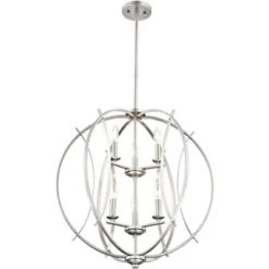 Possini Euro Design Spherical Brushed Nickel Large Chandelier 24" Wide Modern 6-Light Fixture For Dining Room House Foyer Kitchen Island Entryway Home -Interior furniture GUEST 99270896 2f9d 421d ad3d d6863d64a567