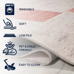 Raita Modern Distressed Stripe Machine-Washable Area Rug - JONATHAN Y -Interior furniture GUEST 99ce49b9 a6b1 4a03 8acd 1346ffba649f