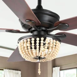 52" Erin LED Ceiling Fan With Wood Beads & Remote, Reversible Blades - JONATHAN Y -Interior furniture GUEST 9ae5ea7c 8b6d 4cb1 a24c aae6c1163147