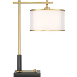 Possini Euro Design Possini Euro Hayven Desk Lamp With Dual USB Ports In Warm Gold With Black -Interior furniture GUEST 9b0b2328 3f56 4392 b671 8912b9f668ac
