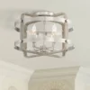 Barnes And Ivy Woodway Modern Farmhouse Ceiling Light Flush Mount Fixture 15 3/4" Wide Brushed Nickel Wood Grain 4-Light For Bedroom Living Room House -Interior furniture GUEST 9b4c2194 834e 460c 9c18 f0bfd131635d