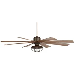 70" Possini Euro Design Defender Industrial Indoor Outdoor Ceiling Fan With Dimmable LED Light Remote Oil Rubbed Bronze Koa Cage Damp Rated For Patio -Interior furniture GUEST 9c74f020 4ef8 482c 9878 5f51e5ccf953