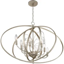 Possini Euro Design Tiller Champagne Satin Silver Pendant Chandelier 31 1/2" Wide Modern Open Orb Frame 8-Light Fixture For Dining Room Kitchen Island -Interior furniture GUEST 9d5b4c51 6b5a 4c0b b666 fe134fd23059