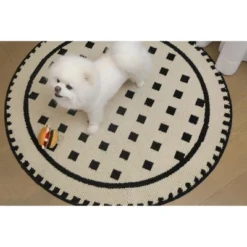 Zarkea® 39" X 39" Round Modern Abstract Mat, Black & White Geometric Pattern, Washable Microfiber Non-Slip Rug For Indoor/Outdoor Use -Interior furniture GUEST 9d7cb232 64dd 4cc9 95e0 3284698ac71c