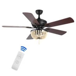 52" Erin LED Ceiling Fan With Wood Beads & Remote, Reversible Blades - JONATHAN Y -Interior furniture GUEST 9e0a9a2c 75af 45ea 8380 12ce89bfa12d
