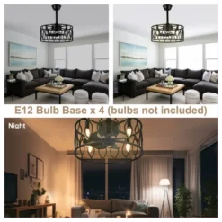 Bella Depot 19" Black Caged Ceiling Fan With Light And Remote 6-speed Reversible Fan For Bedroom Living Room -Interior furniture GUEST 9f336313 6d2a 494c b838 56b7a67ce686