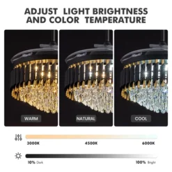 Ludomide 52 In. Large Luxury Ceiling Fan With Light And Remote Control, Dimmable Led Ceiling Fan With Crystal For Bedroom -Interior furniture GUEST a0d128c1 d440 4a19 8b24 096c68c26cfa