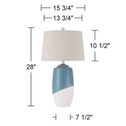 360 Lighting Aegean 28" Tall Coastal Modern Table Lamps Set Of 2 Blue White Finish Ceramic Beige Shade Living Room Bedroom Bedside Nightstand House -Interior furniture GUEST a0e2a420 9356 4bbf 9cb0 9f47f2c34243