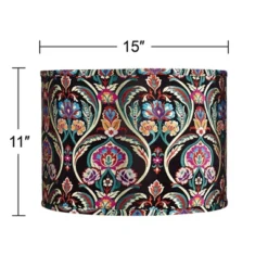 Springcrest Multi-Color Embroidered Medium Drum Lamp Shade 15" Top X 15" Bottom X 11" High (Spider) Replacement With Harp And Finial -Interior furniture GUEST a19a8ef4 8726 4c84 addf 905c098c52a6